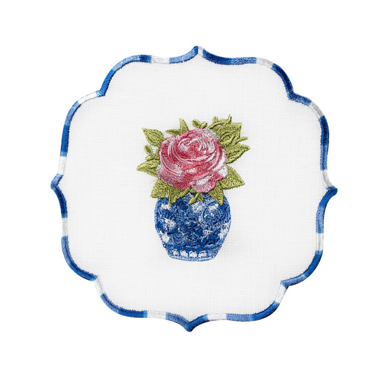 Royal Blue Blanc Kokteyl Peçetesi – Pembe Çiçek