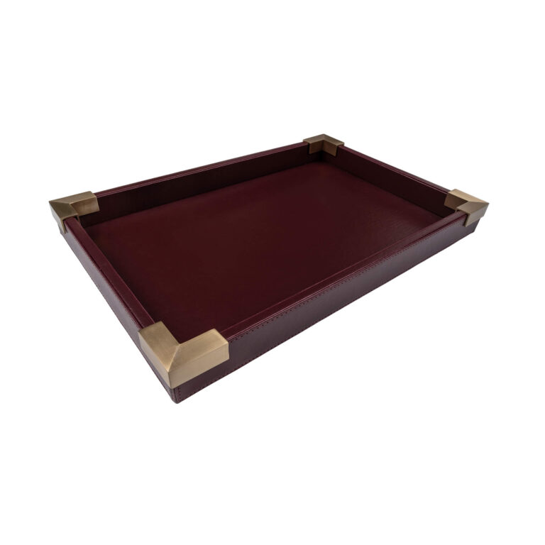 Pirinçli Deri Tepsi – Bordo