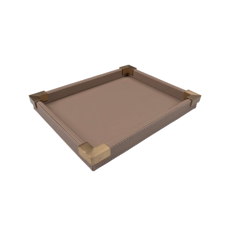 Pirinçli Deri Tepsi – Bej