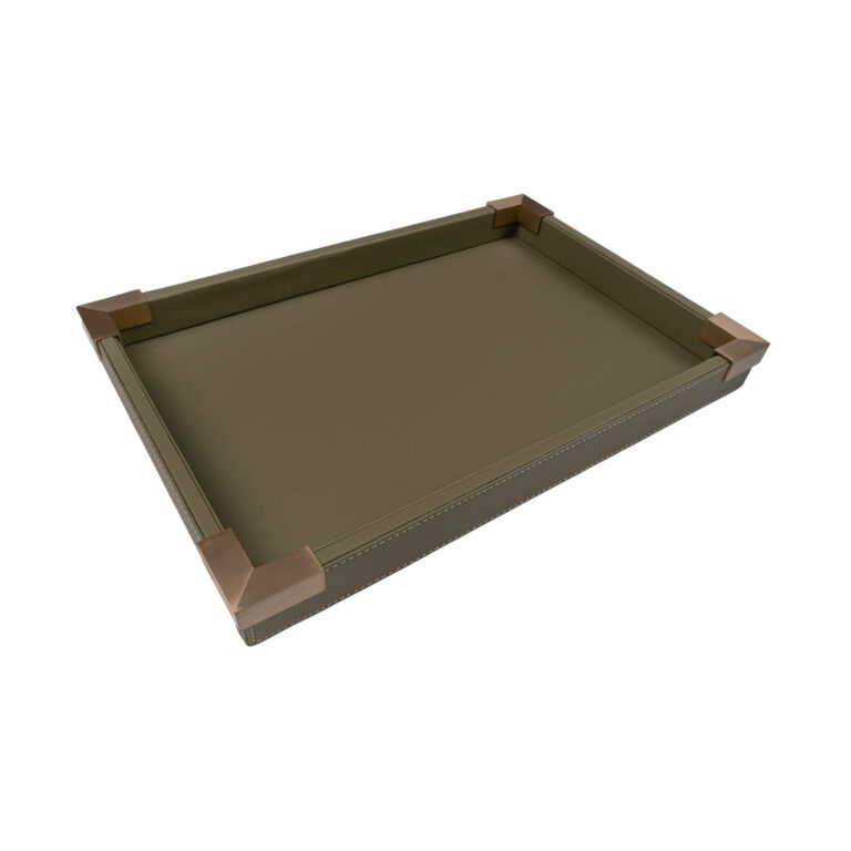 Pirinçli Deri Tepsi – Haki